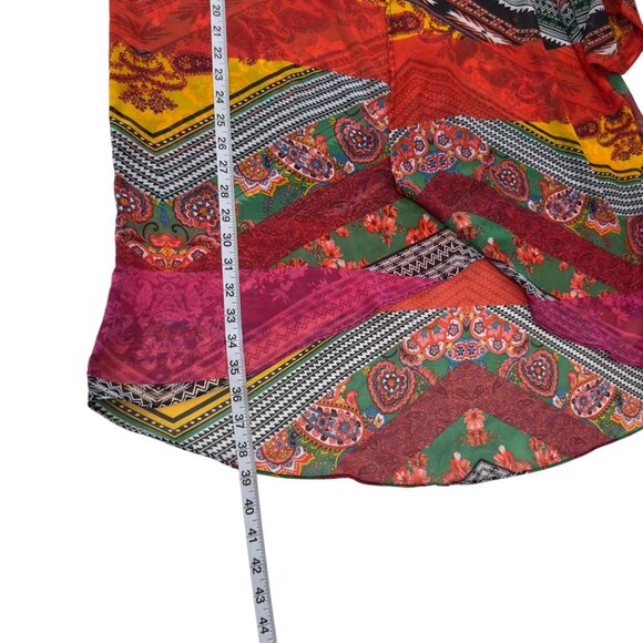 Cato est 1946 Mid Leng Bohemian Multicolor Chiffon Kimono Women SZ14/16W Sheer - Picture 5 of 13